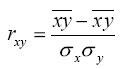 Выборочный коэффициент корреляции рассчитывается по формуле